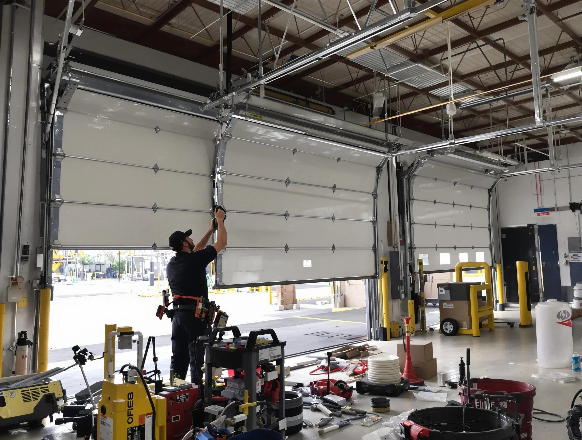 La Cienega Garage Door Repair technician performing commercial garage door repair in La Cienega