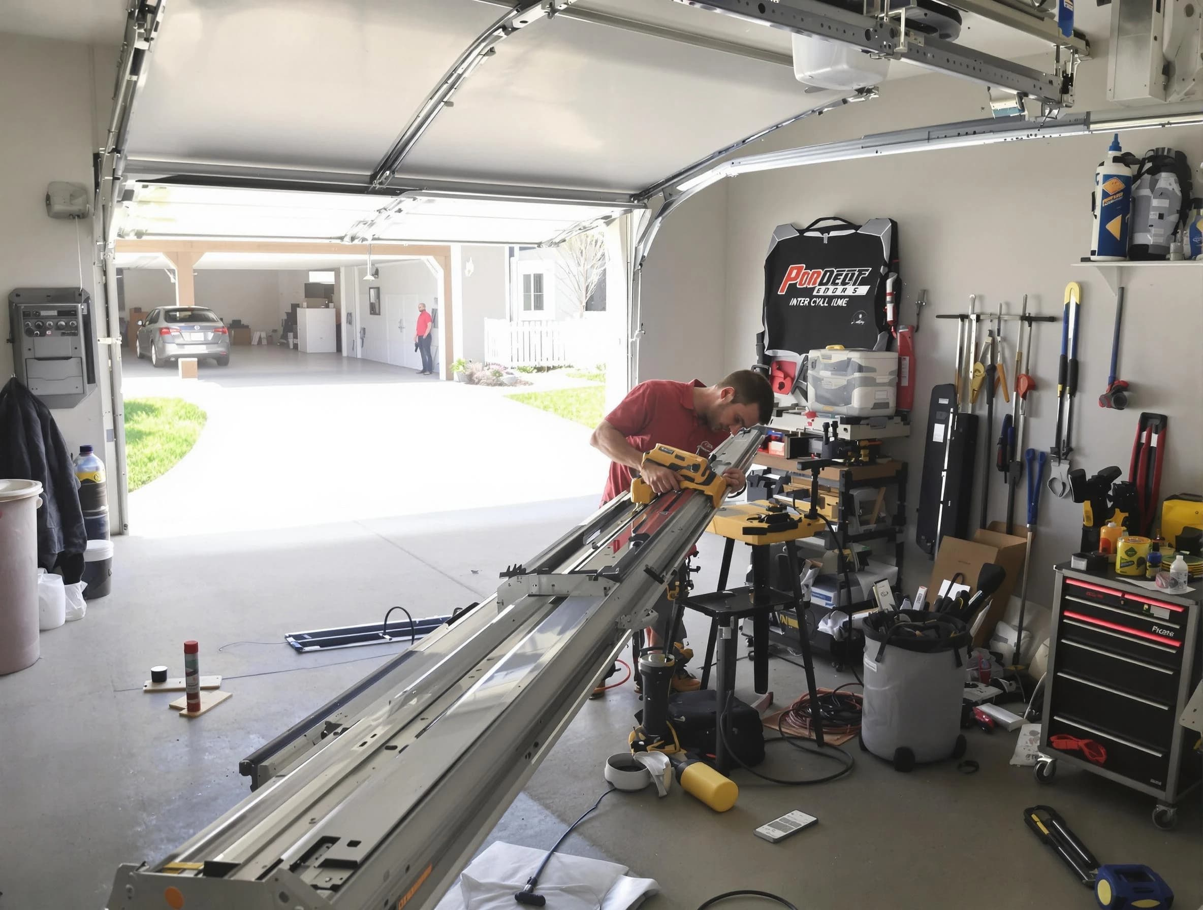 La Cienega Garage Door Repair expert performing track repair in La Cienega