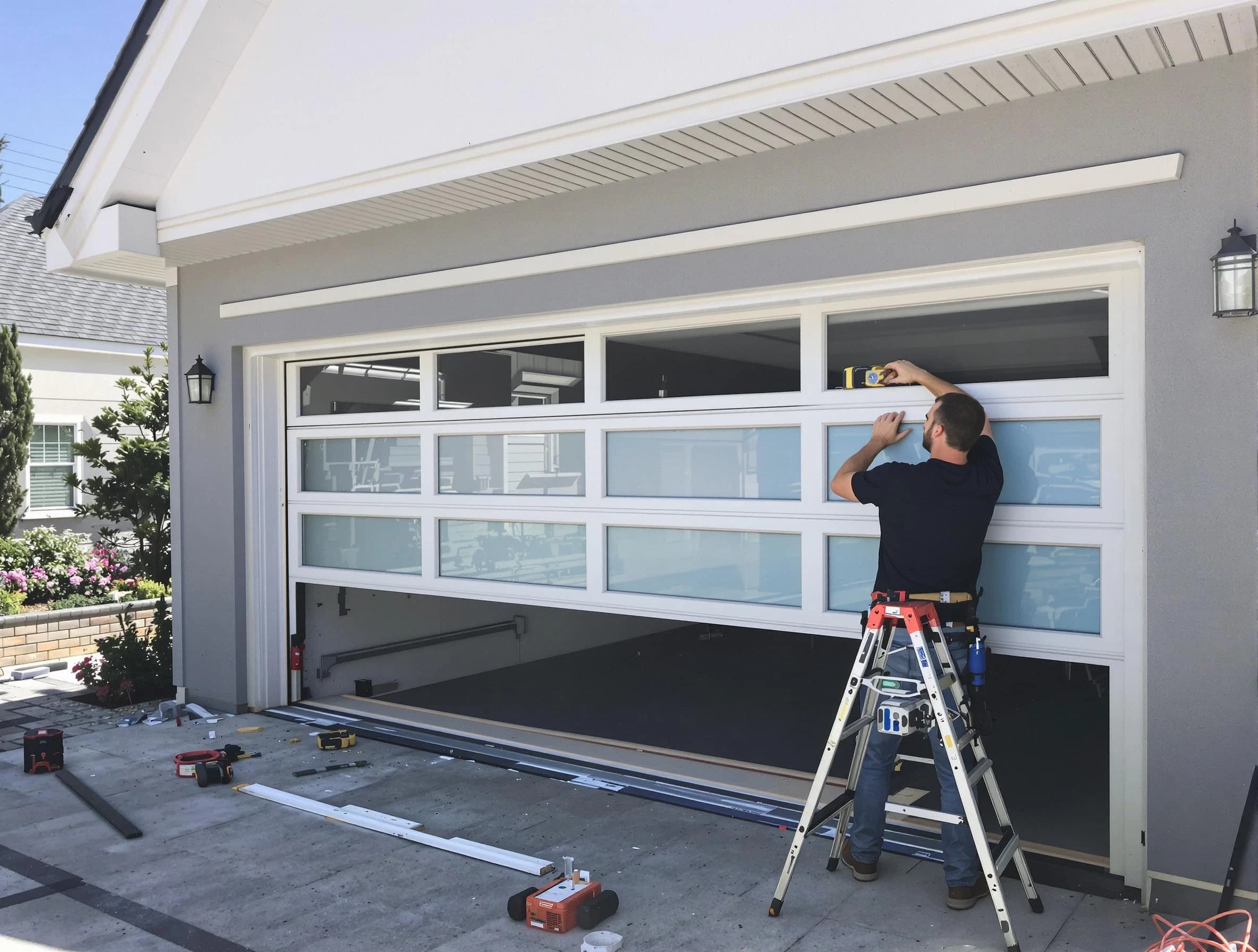 La Cienega Garage Door Repair team performing garage door replacement in La Cienega