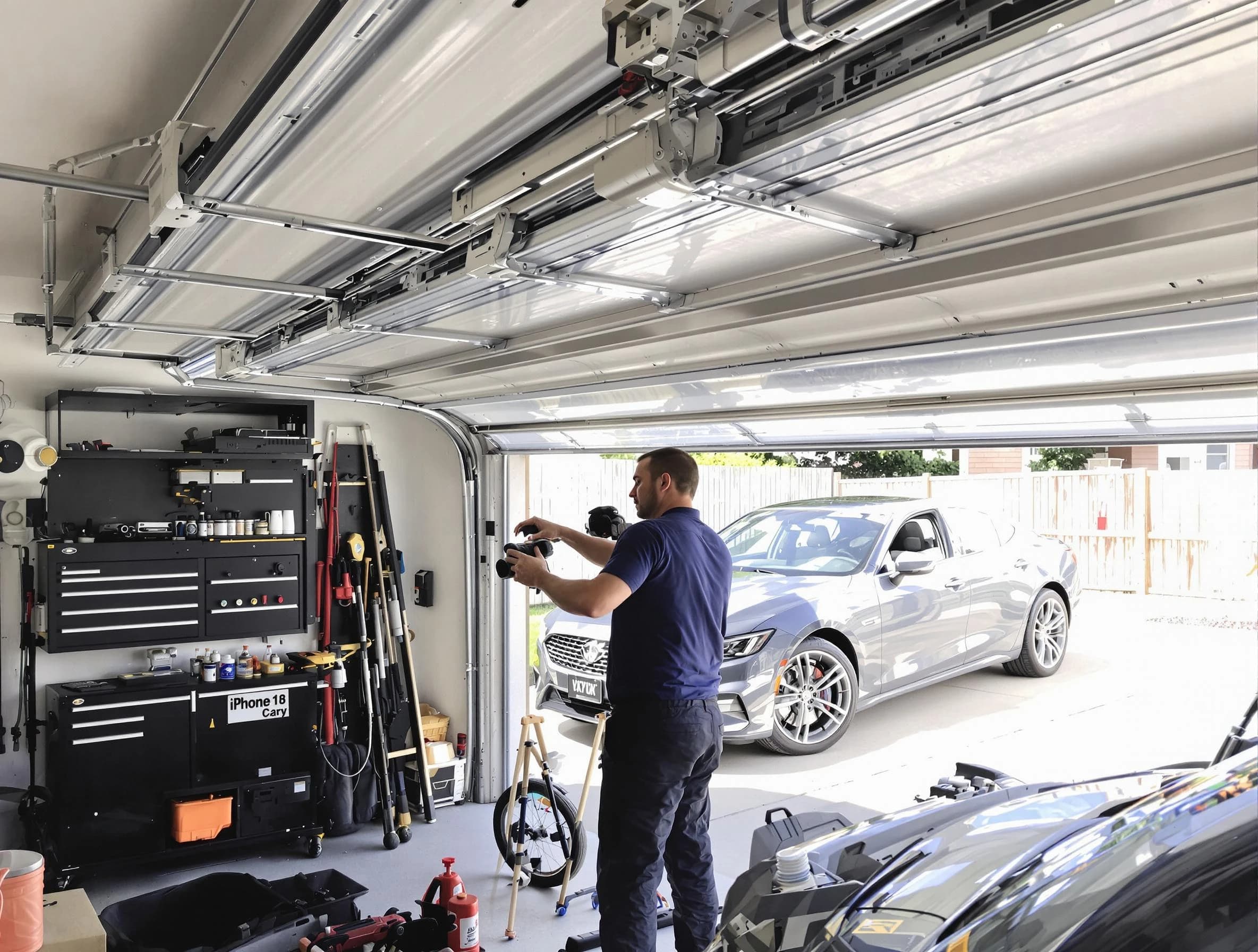 La Cienega Garage Door Repair technician fixing noisy garage door in La Cienega