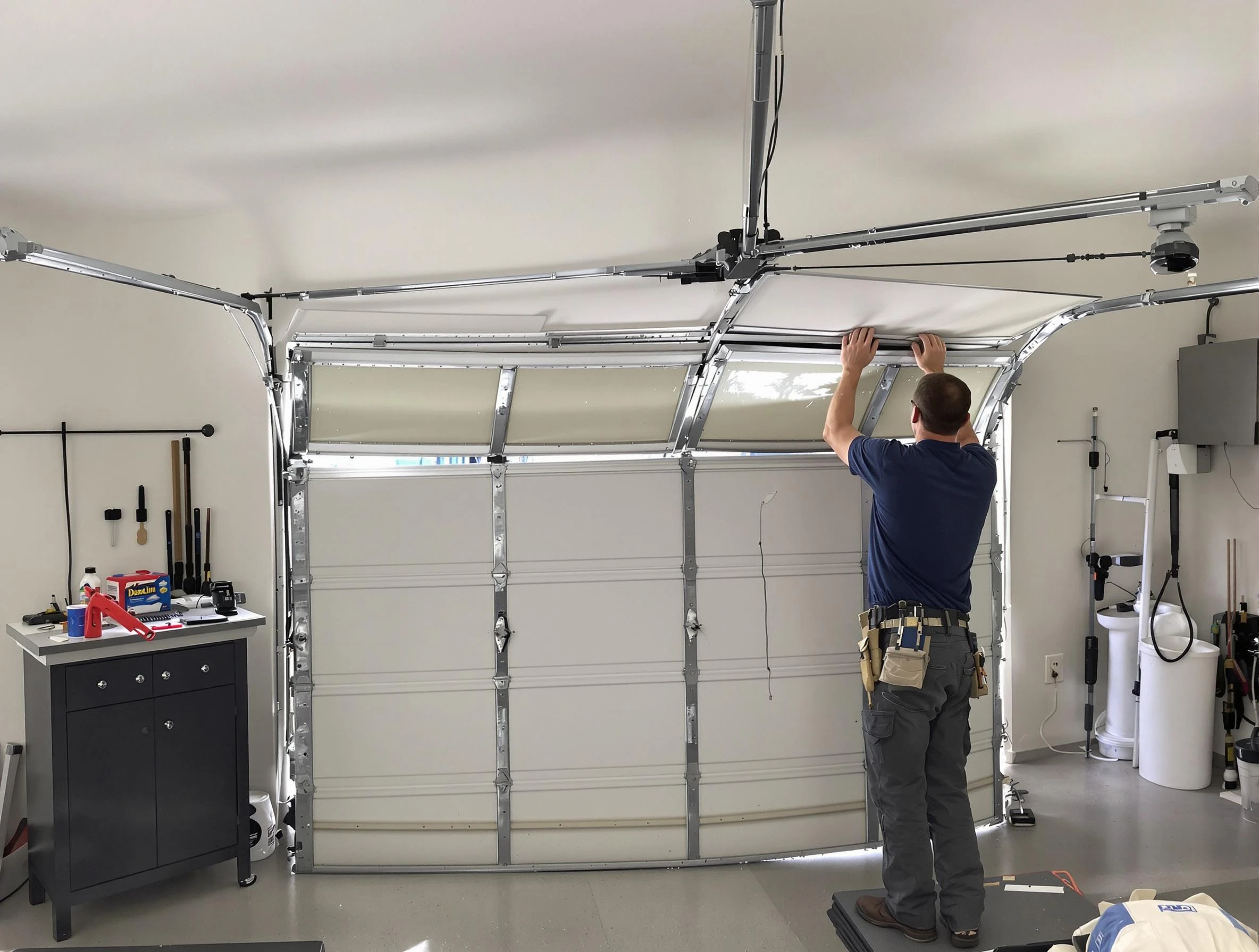 La Cienega Garage Door Repair specialist performing precise section replacement on La Cienega garage door