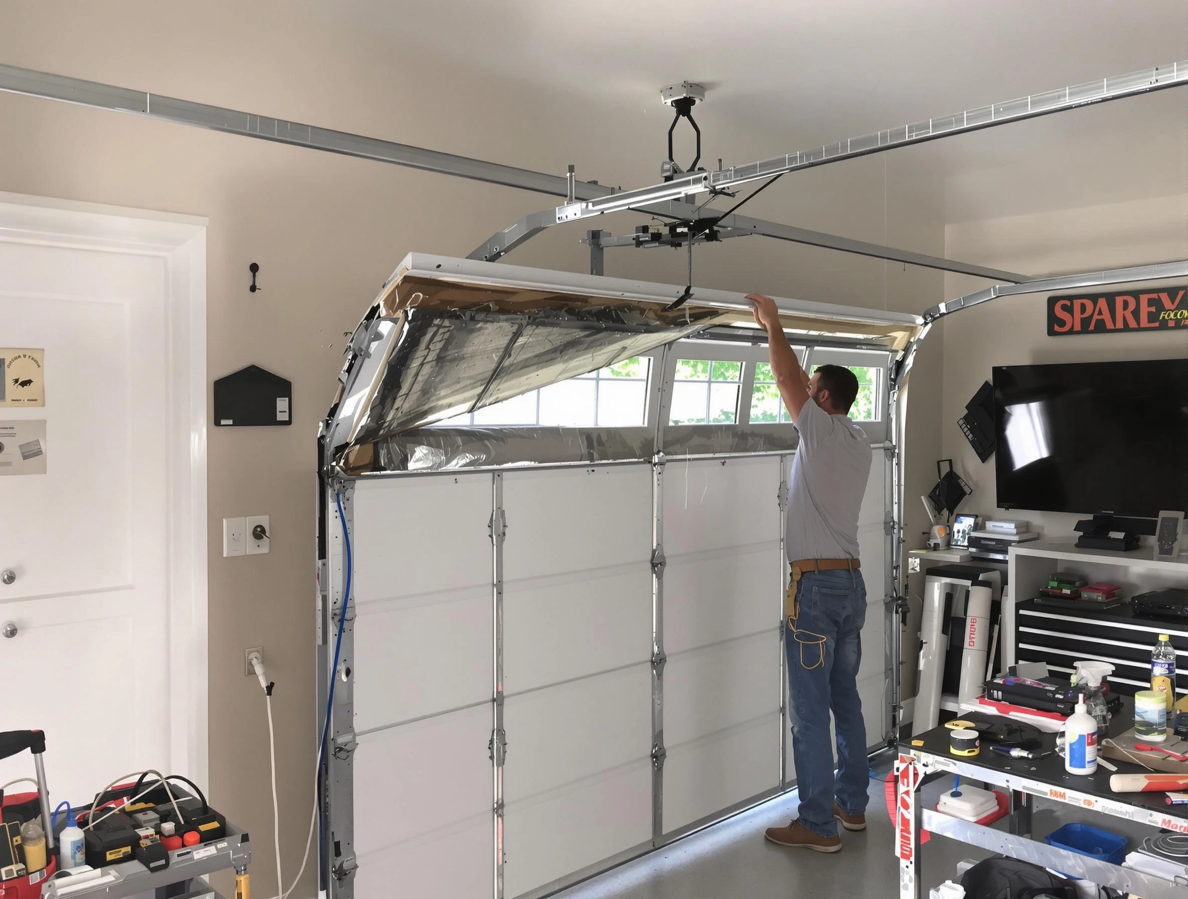 Garage door section replacement by La Cienega Garage Door Repair in La Cienega